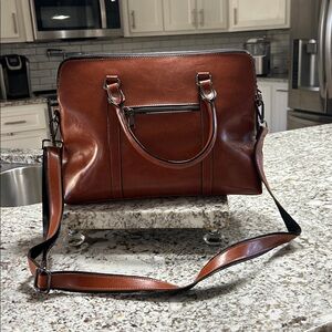 Brown Leather Handbag with Shoulder Strap. New Never carried!
